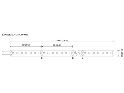 Tira LED PTW-2110, 2000/6500K, 7.2/12W/m