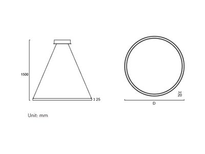 Luminaria LED Suspendida en Forma de Aros, Serie O20